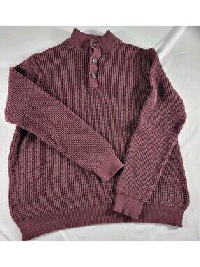 Croft & Barrow Men's Maroon XL Pullover Sweater Large Smart Casual Button